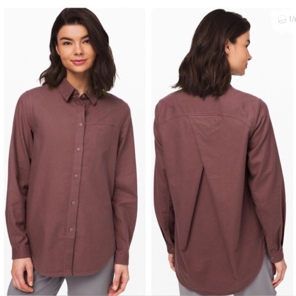 lululemon athletica Tops - Lululemon Athletica Plum Button-Down Flannel Shirt